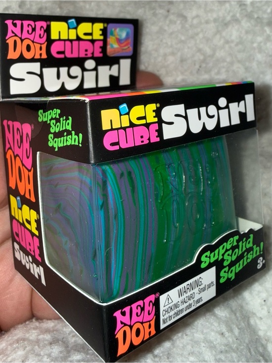 Schylling Other - 🩵💚💜RARE NeeDoh Nice Cube Swirl - Green & Purple Super Solid Squish💚🩵💜